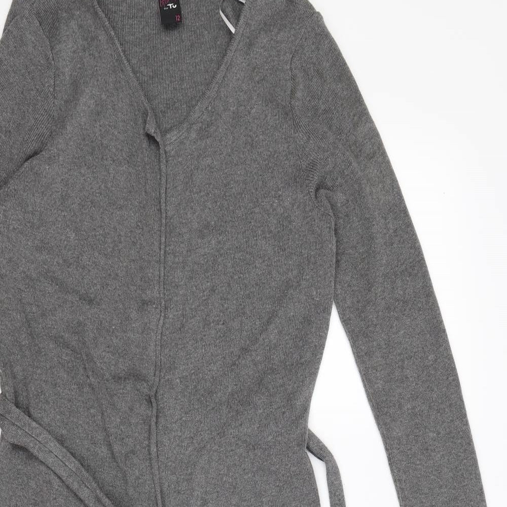 TU Womens Grey  Knit Cardigan Jumper Size 12