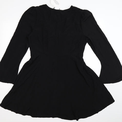 Boohoo Womens Black  Chiffon Fit & Flare  Size 16