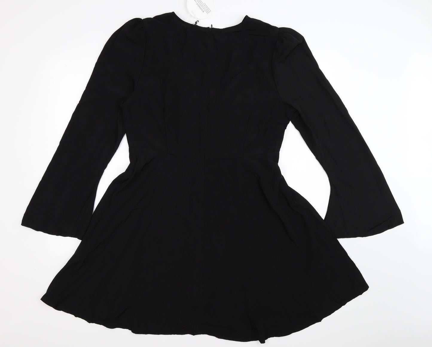 Boohoo Womens Black  Chiffon Fit & Flare  Size 16