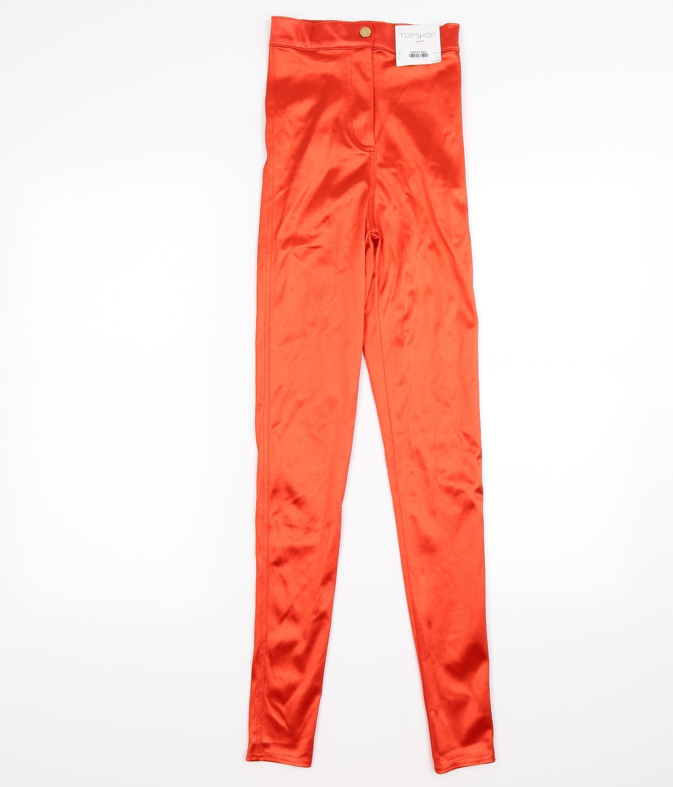Topshop Womens Red  Satin Capri Leggings Size 6 L28 in