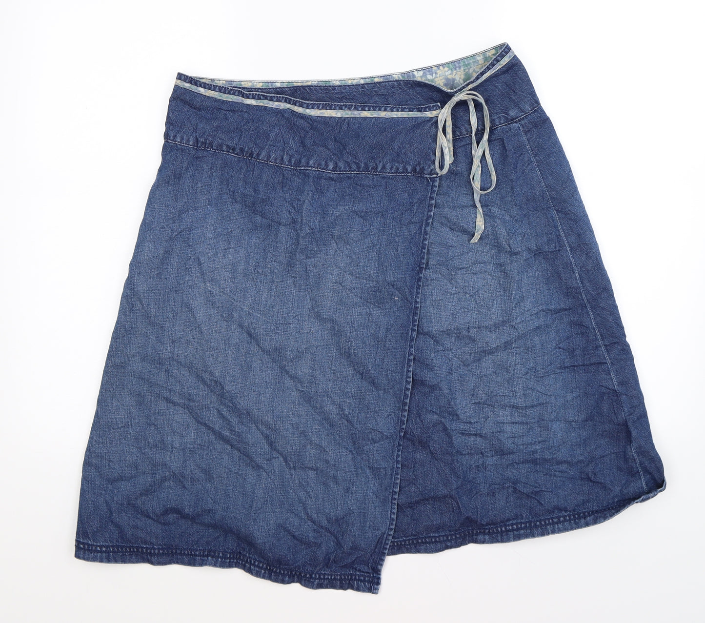 White Stuff Womens Blue  Denim Wrap Skirt Size 12