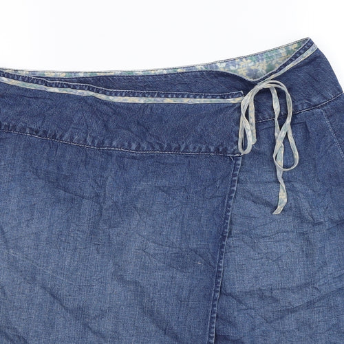 White Stuff Womens Blue  Denim Wrap Skirt Size 12