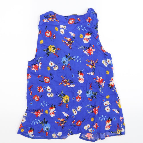 Stradavarius Womens Blue Floral Knit Wrap Tank Size S