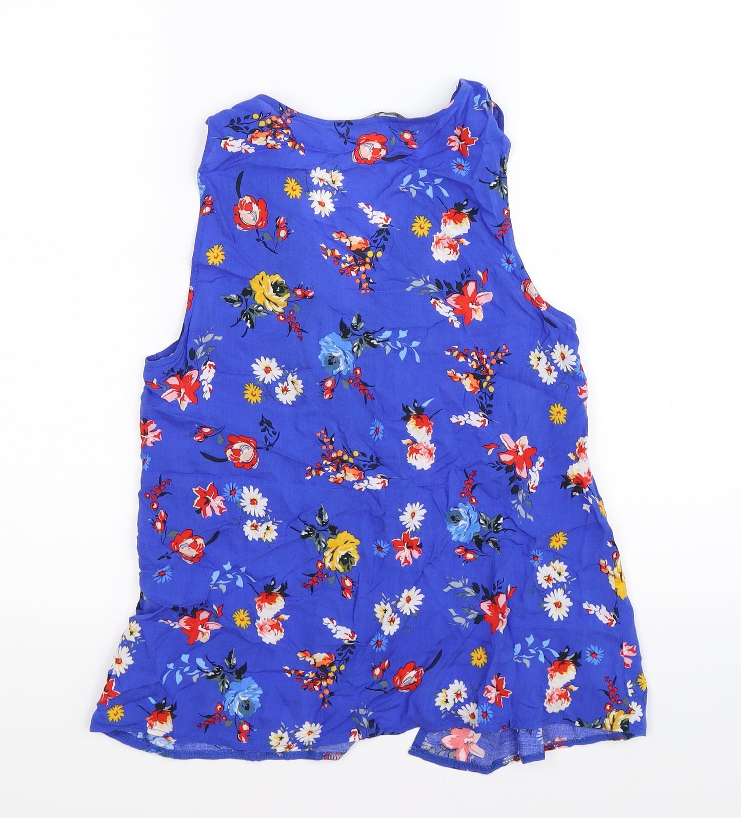 Stradavarius Womens Blue Floral Knit Wrap Tank Size S