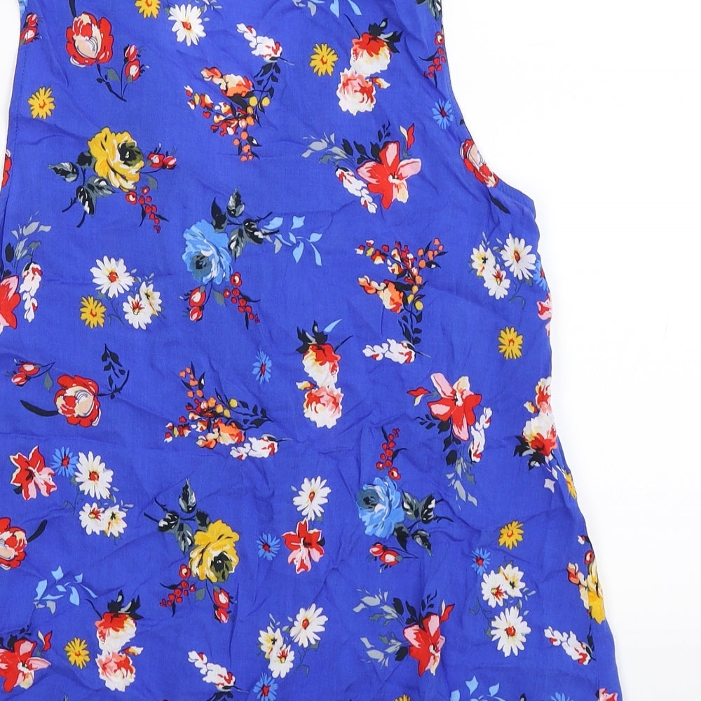 Stradavarius Womens Blue Floral Knit Wrap Tank Size S