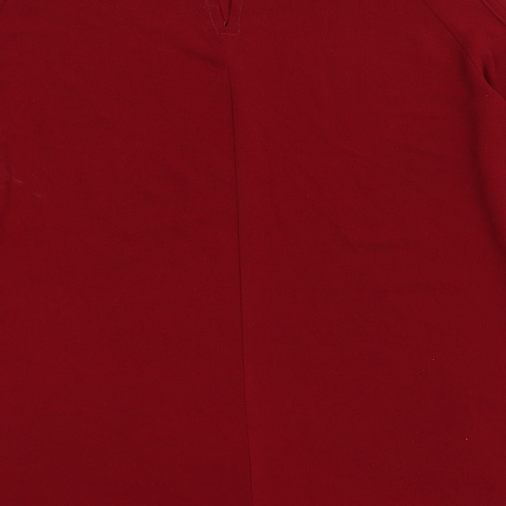 nabila Womens Red  Chiffon Basic Blouse Size S  - cold shoulder