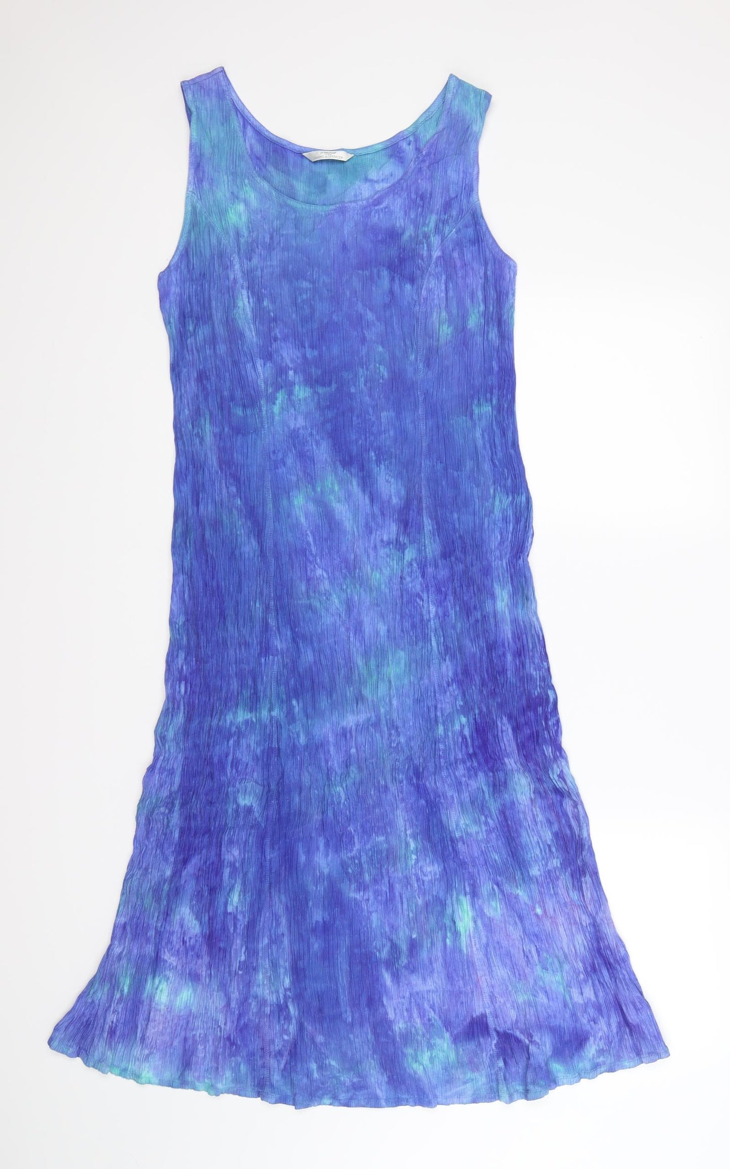 Marks and Spencer Womens Blue Geometric Chiffon A-Line  Size 12
