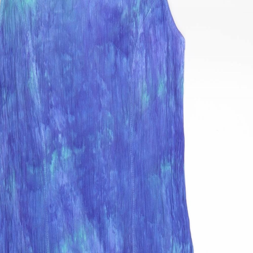 Marks and Spencer Womens Blue Geometric Chiffon A-Line  Size 12
