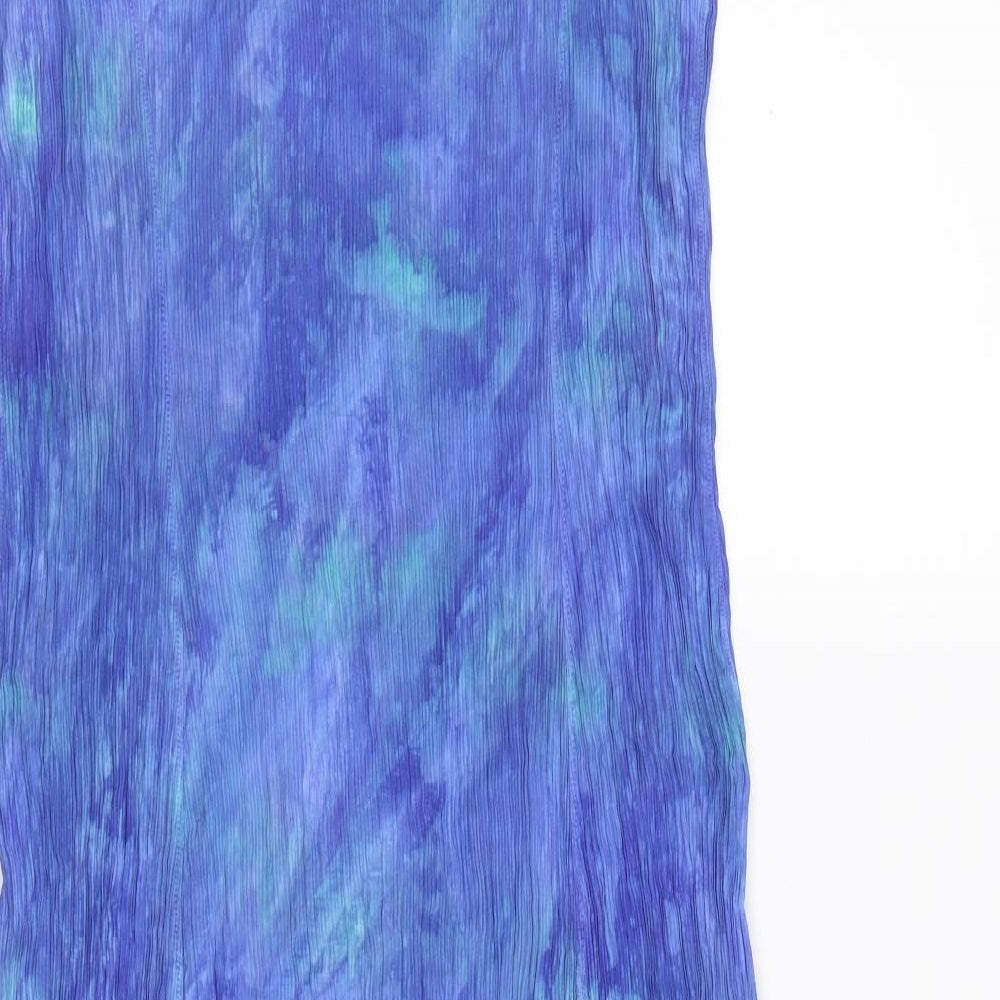 Marks and Spencer Womens Blue Geometric Chiffon A-Line  Size 12