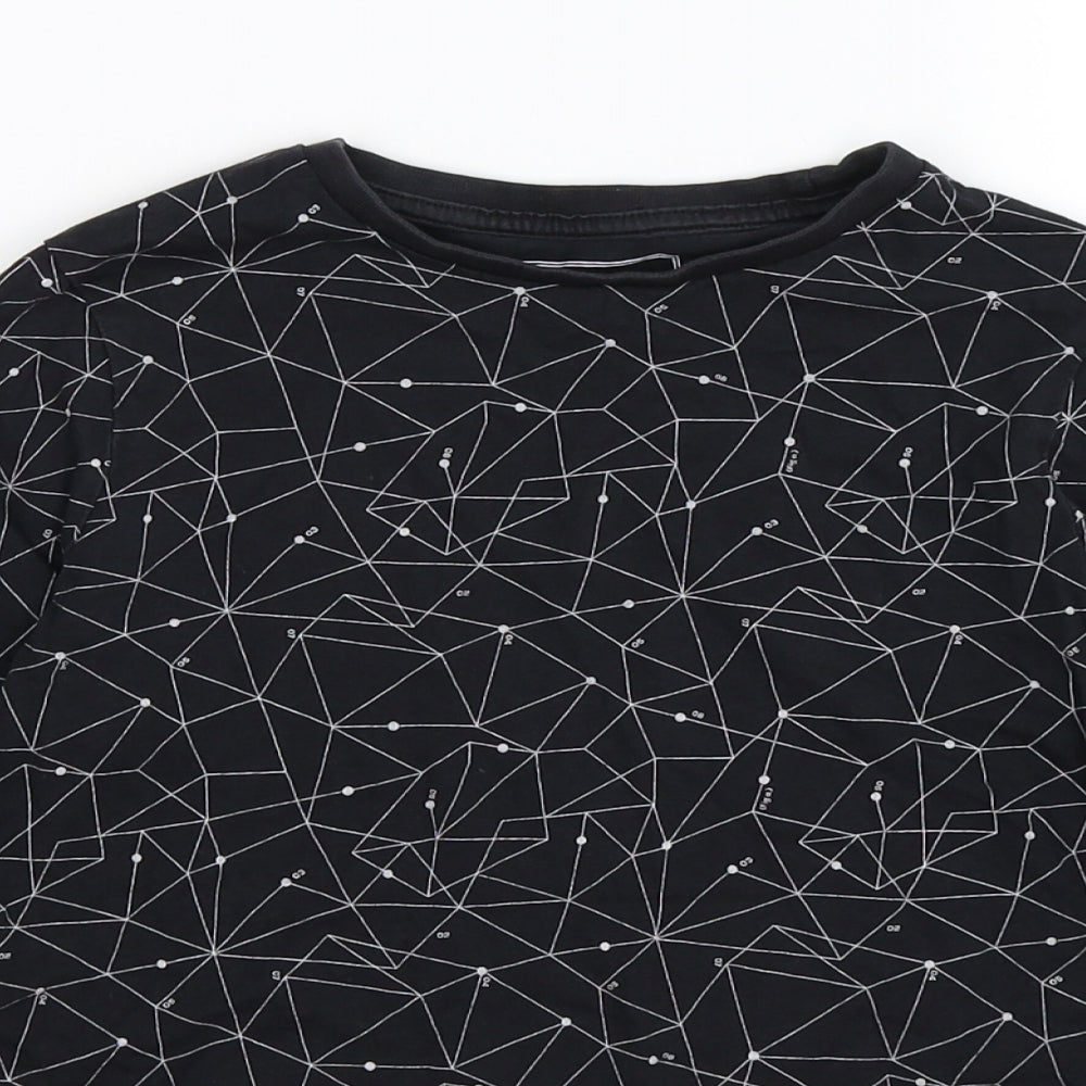 TU Boys Black Geometric  Basic T-Shirt Size 9 Years