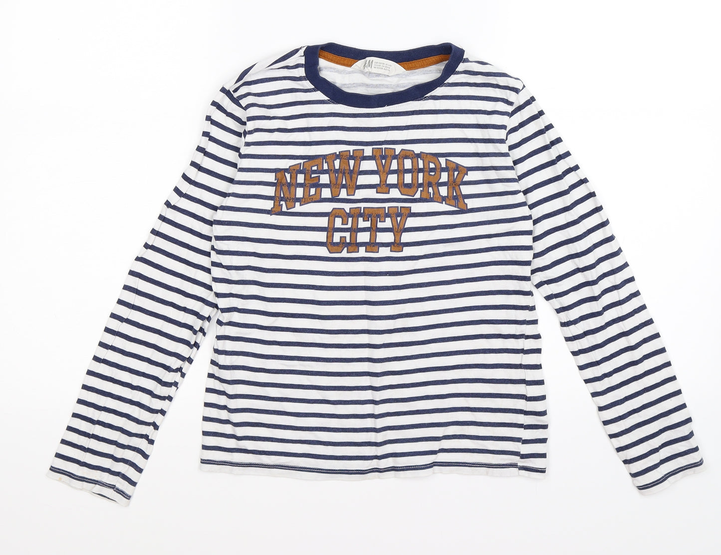 H&M Boys Blue Striped  Basic T-Shirt Size 6-7 Years  - new york