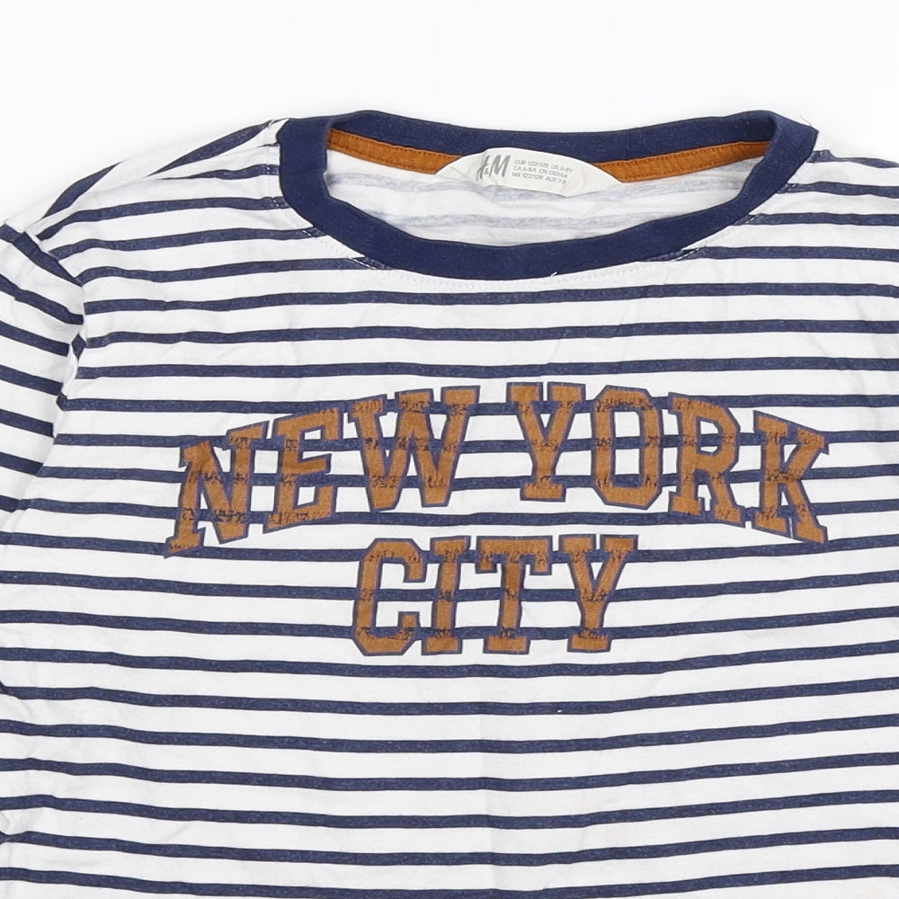 H&M Boys Blue Striped  Basic T-Shirt Size 6-7 Years  - new york