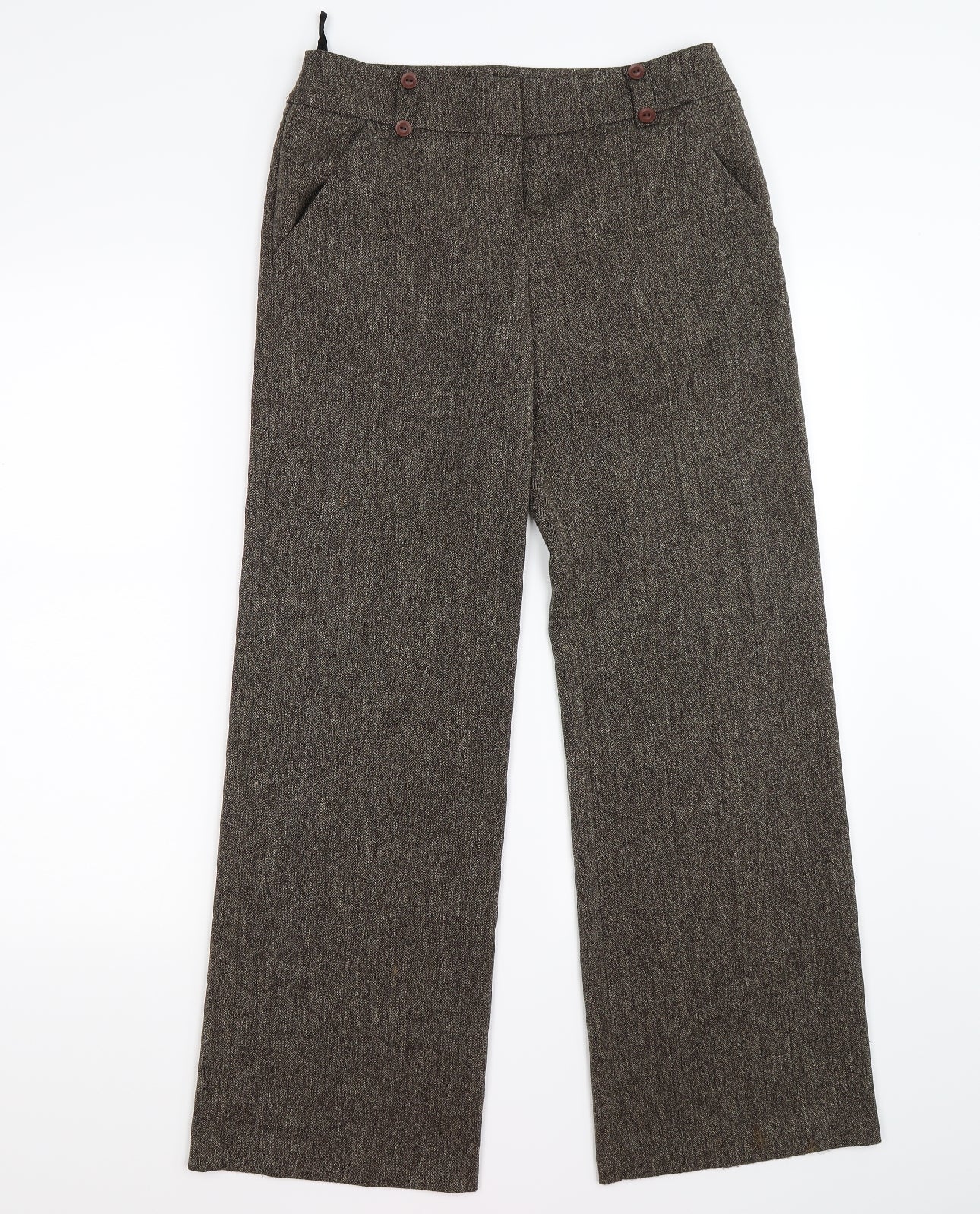 TU Womens Brown Herringbone Knit Snow Pants Trousers Size 8 L28 in - work office formal