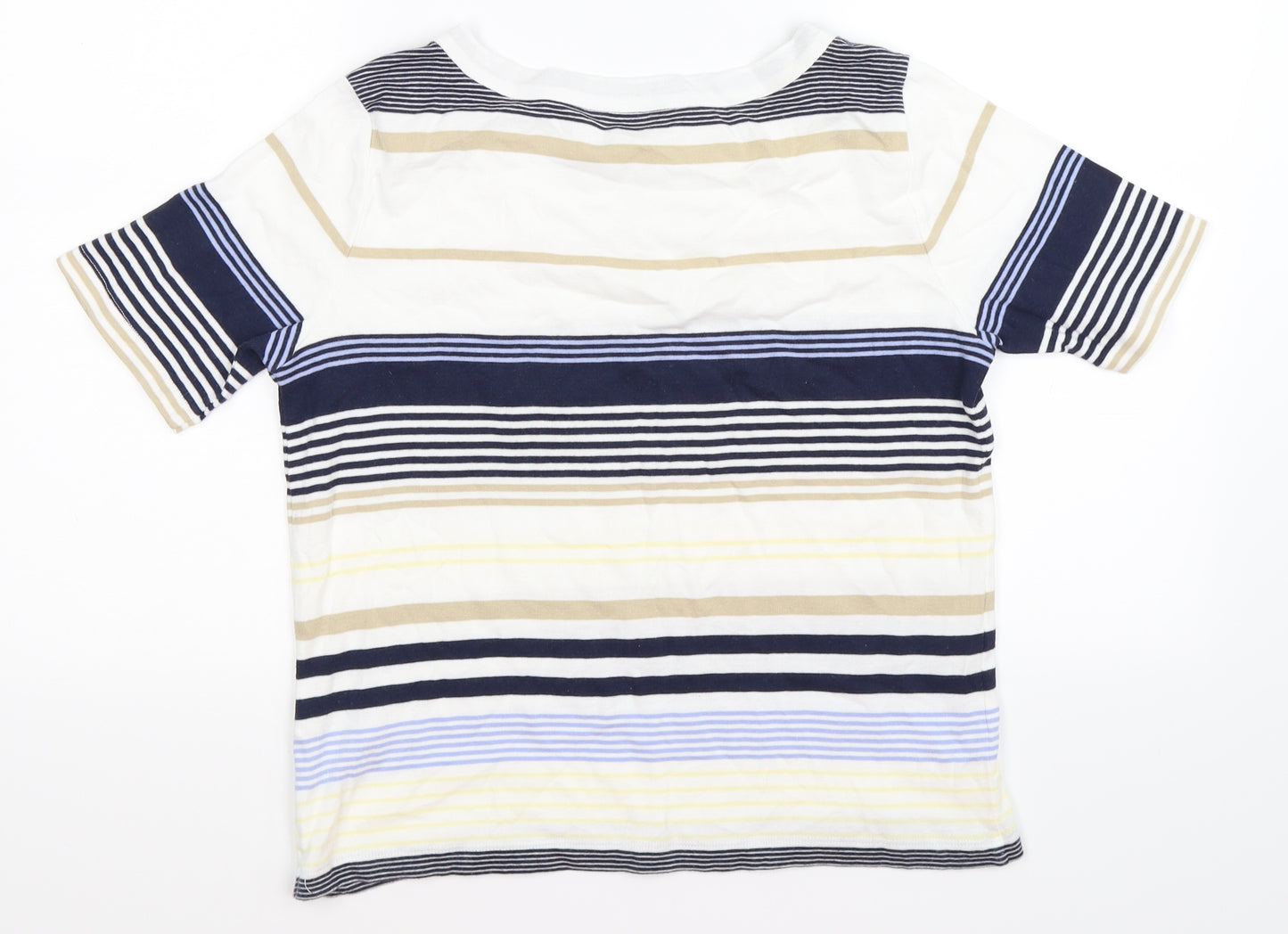 Marks and Spencer Womens White Striped  Basic T-Shirt Size 12