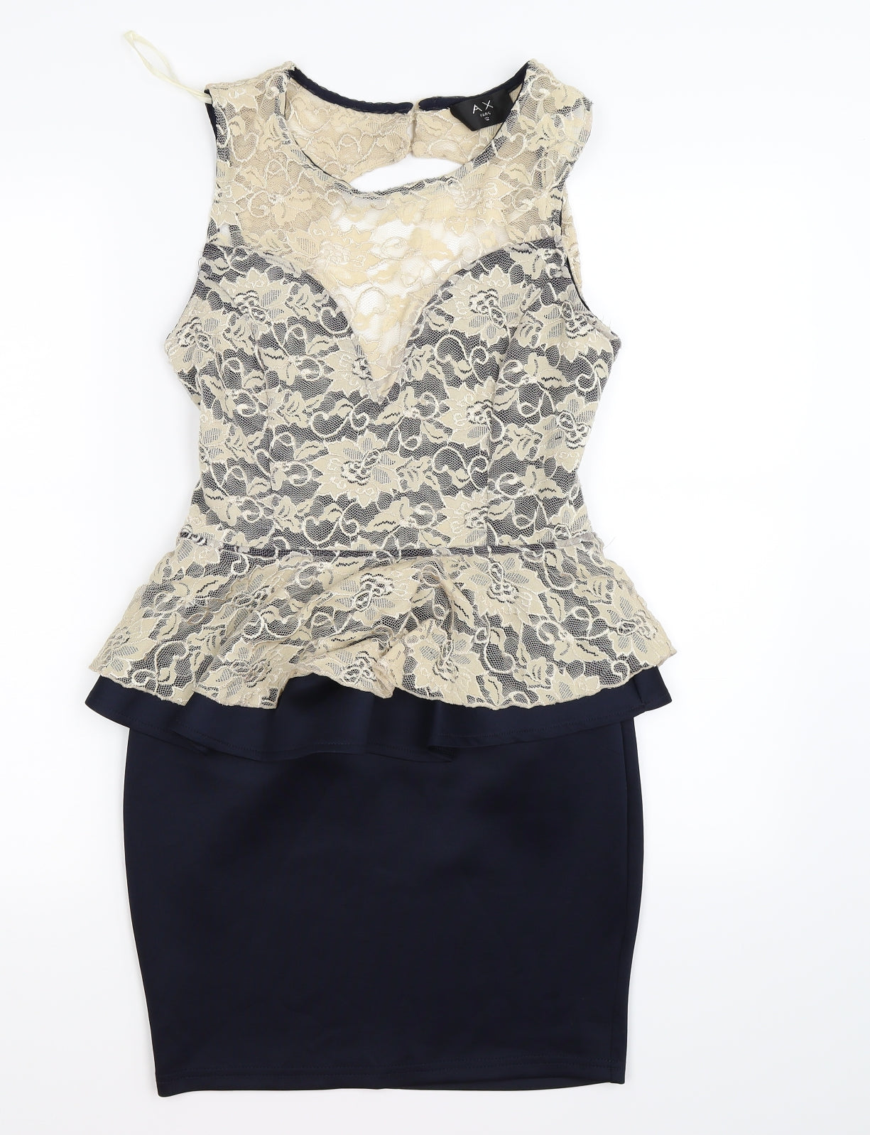 AX Paris Womens Blue Floral Lace Bodycon  Size 12  - peplum
