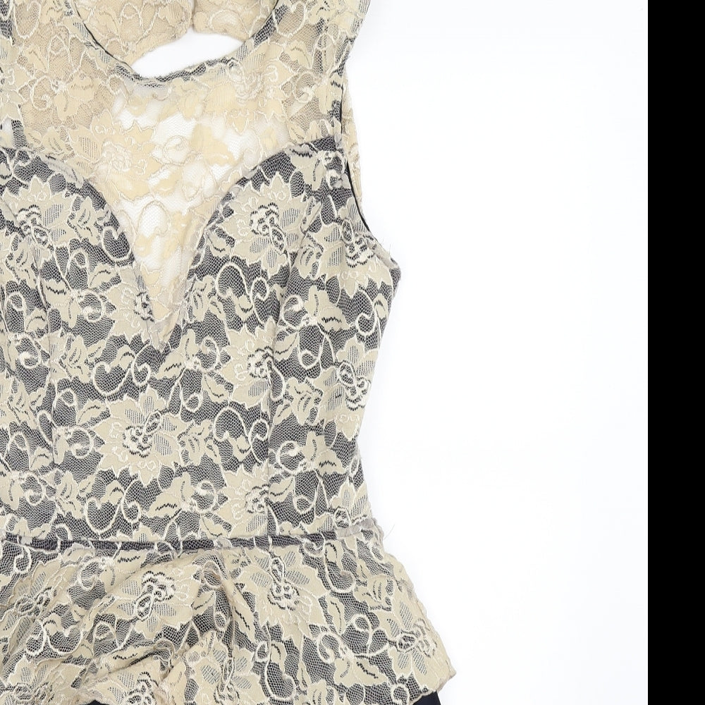 AX Paris Womens Blue Floral Lace Bodycon  Size 12  - peplum