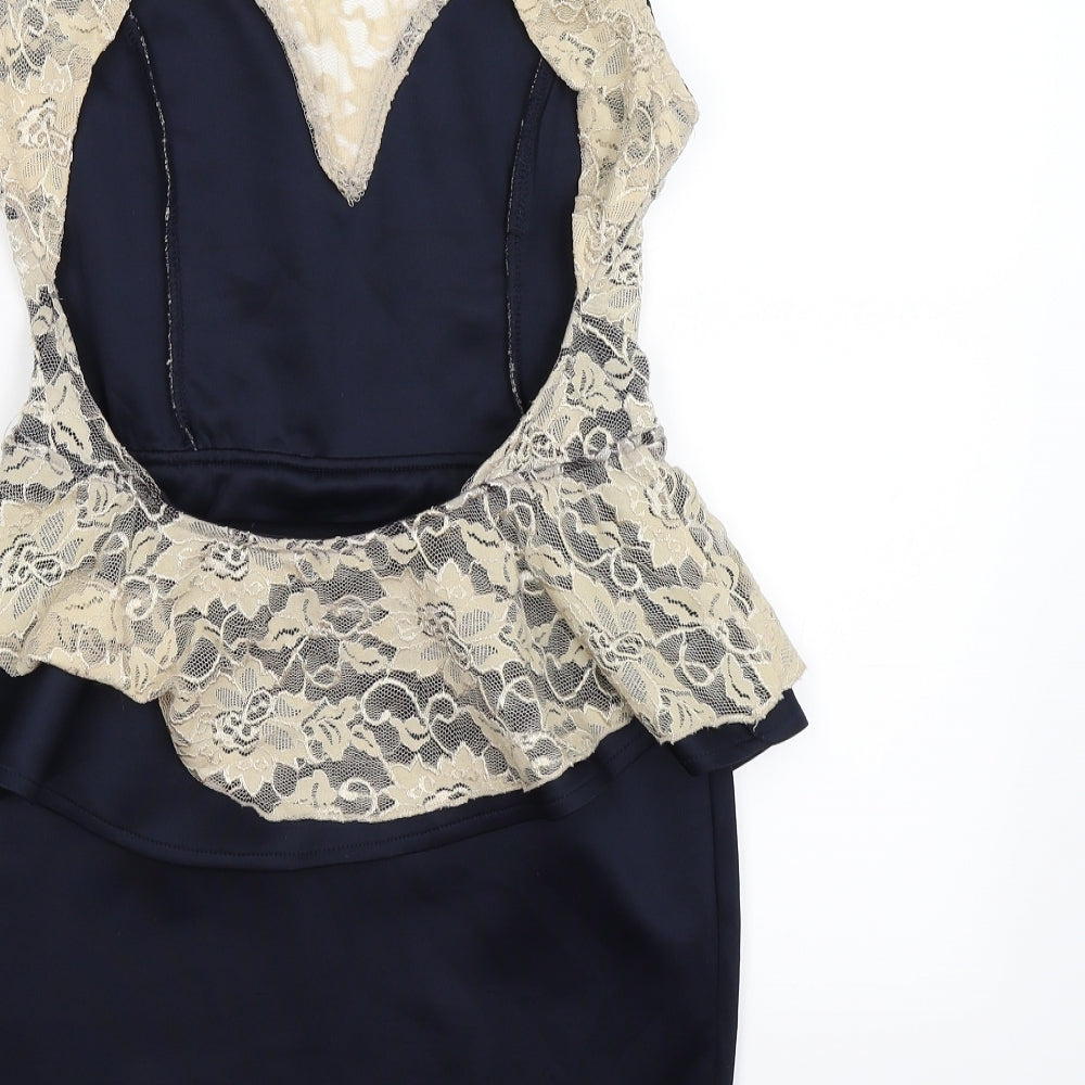 AX Paris Womens Blue Floral Lace Bodycon  Size 12  - peplum