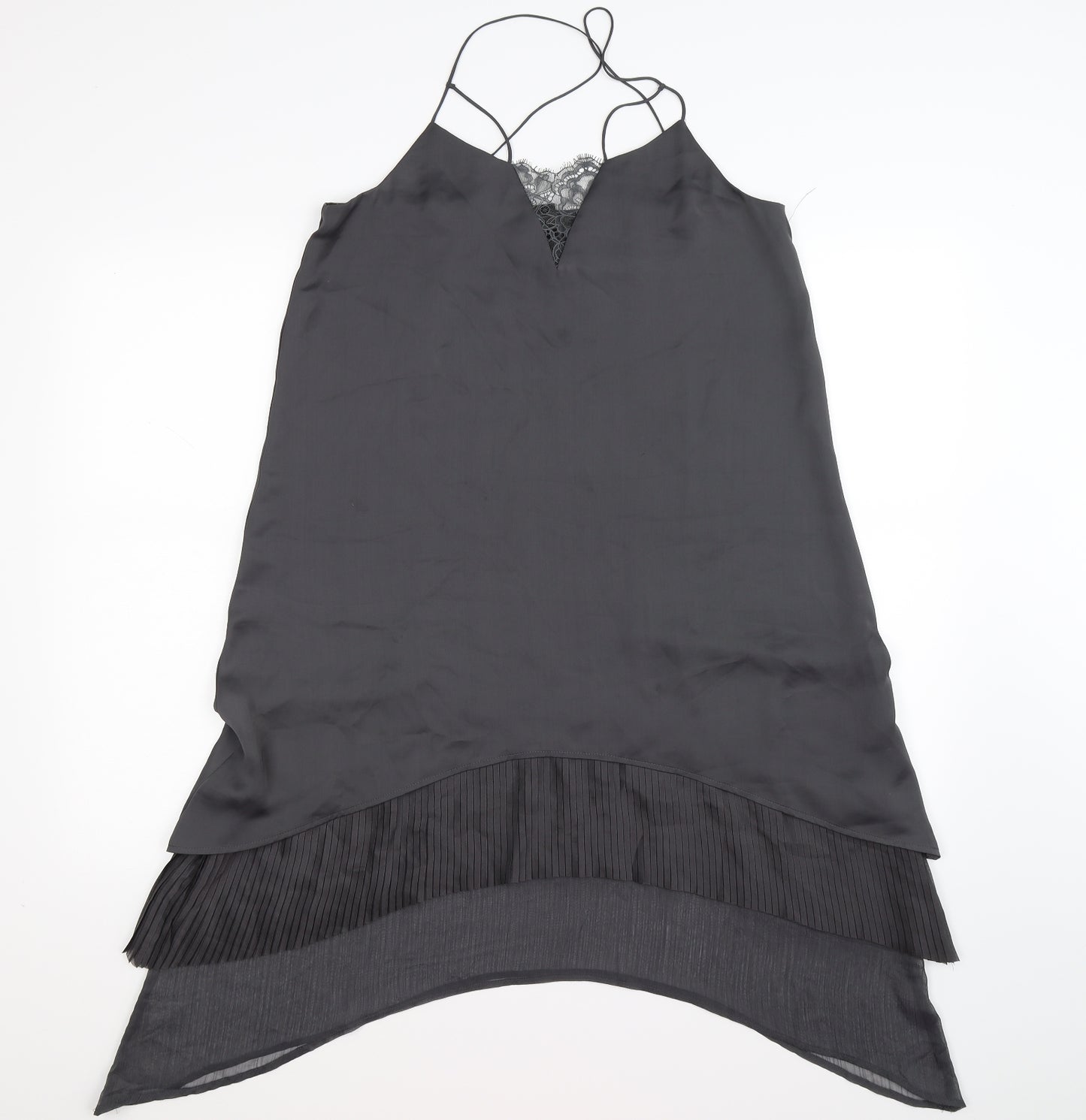 H&M Womens Grey  Satin Slip Dress  Size 12
