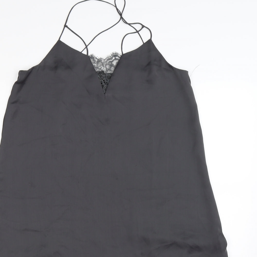 H&M Womens Grey  Satin Slip Dress  Size 12