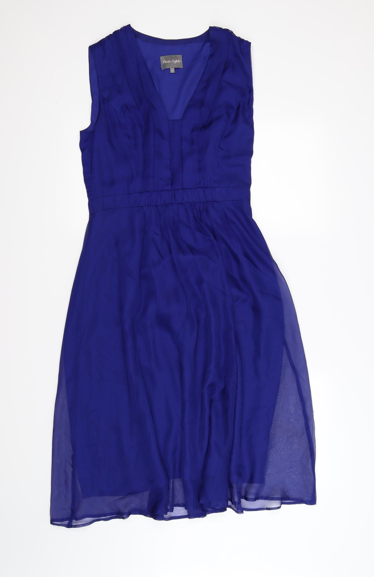 Phase Eight Womens Blue  Satin Fit & Flare  Size 12