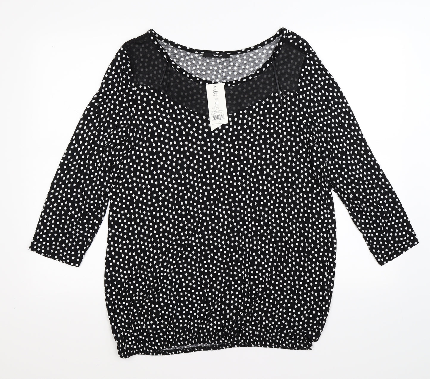 George Womens Black Polka Dot  Tunic T-Shirt Size 20