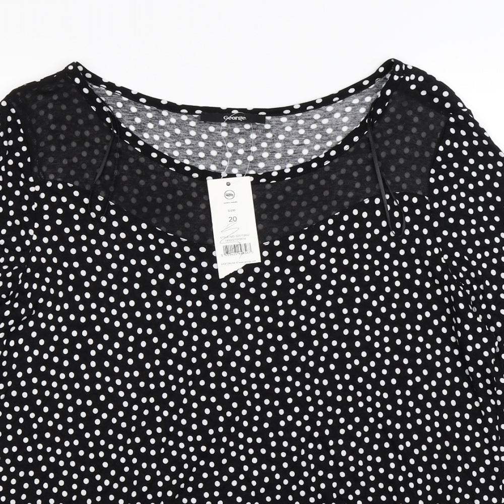 George Womens Black Polka Dot  Tunic T-Shirt Size 20