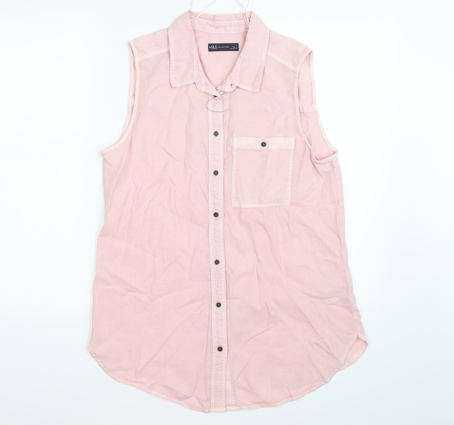 Marks and Spencer Womens Pink  Denim Basic Blouse Size 12