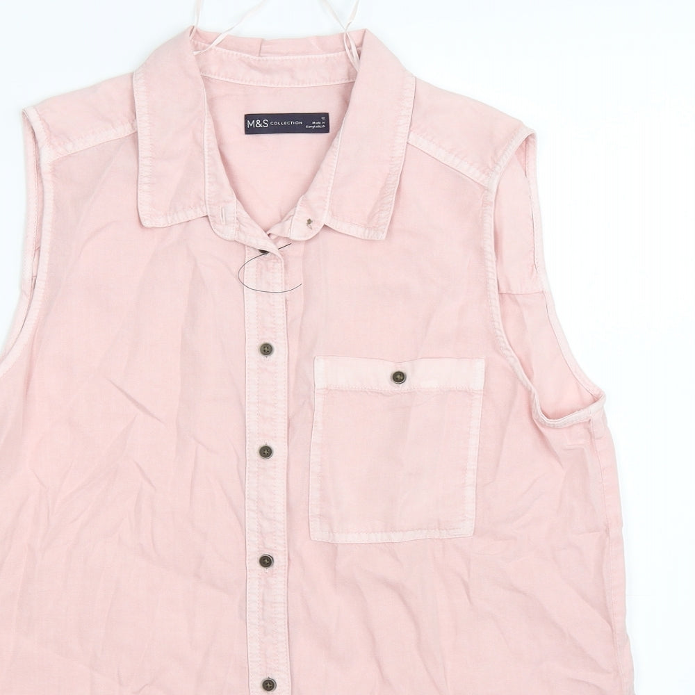 Marks and Spencer Womens Pink  Denim Basic Blouse Size 12