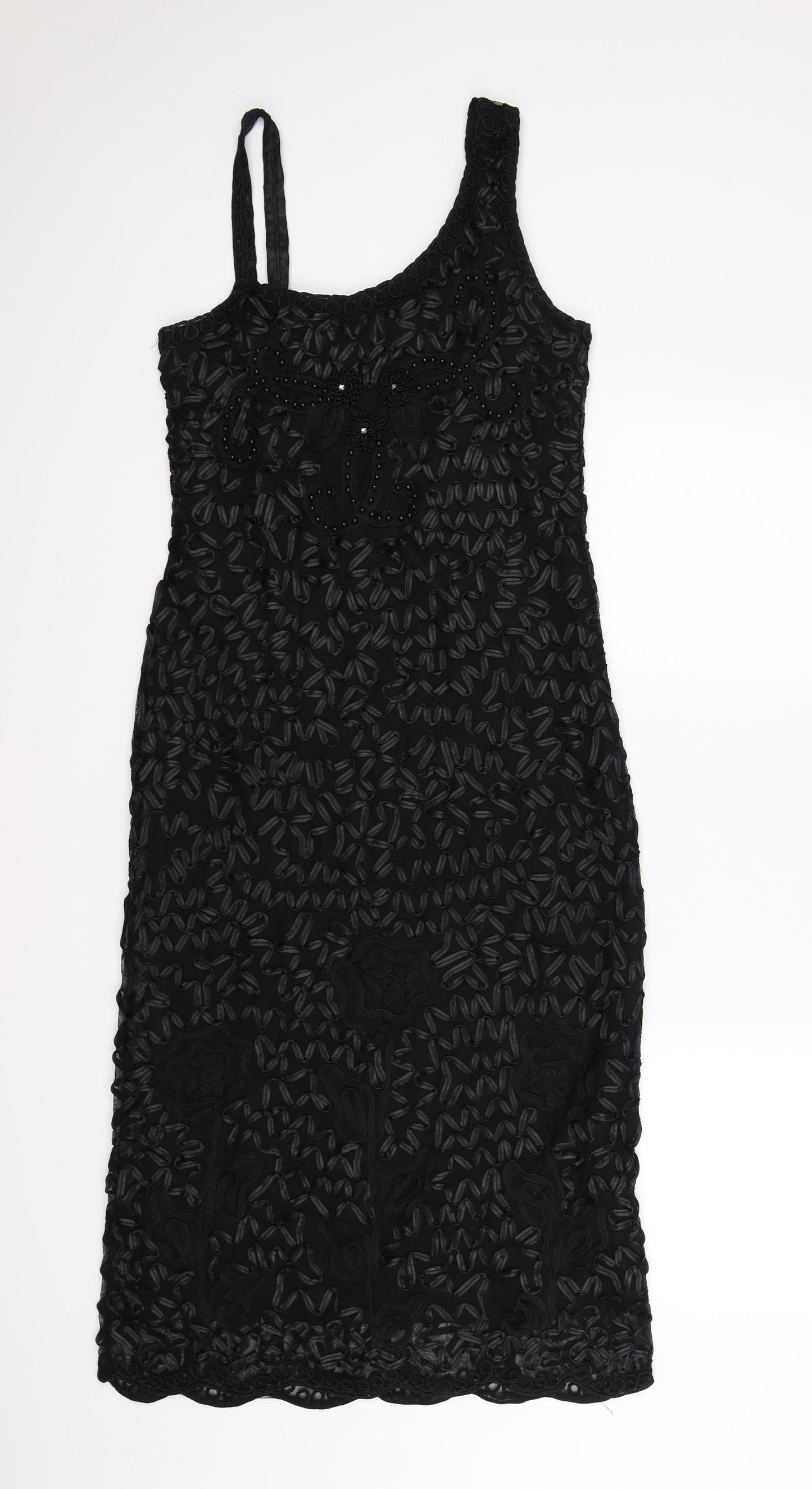 Roman Womens Black Floral Mesh Bodycon  Size S