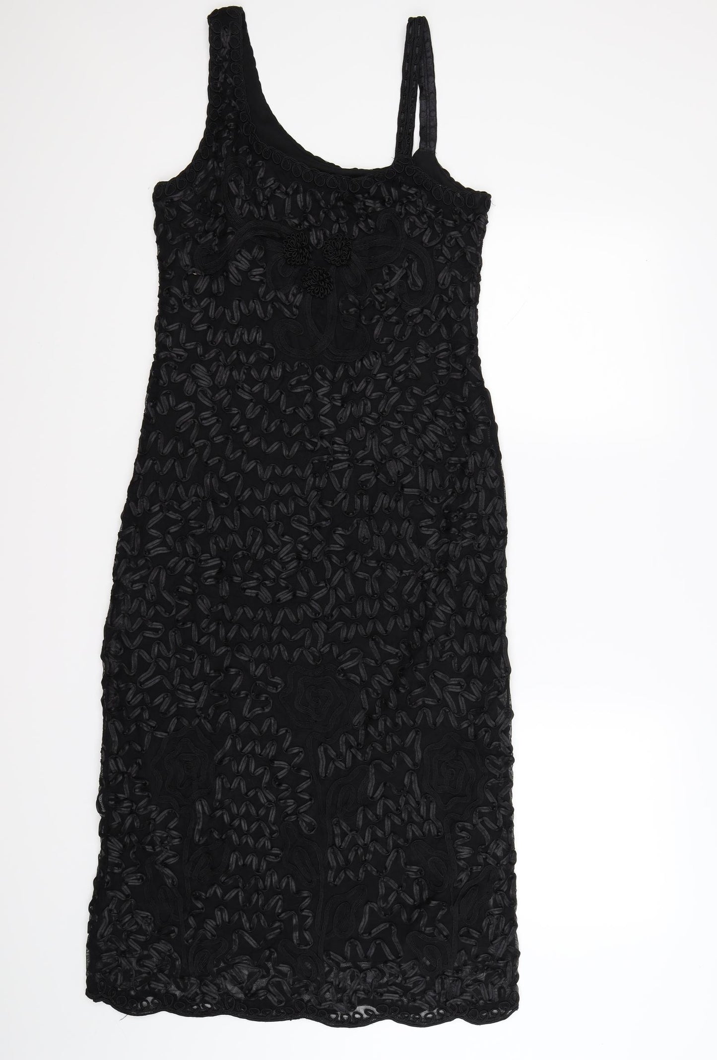 Roman Womens Black Floral Mesh Bodycon  Size S