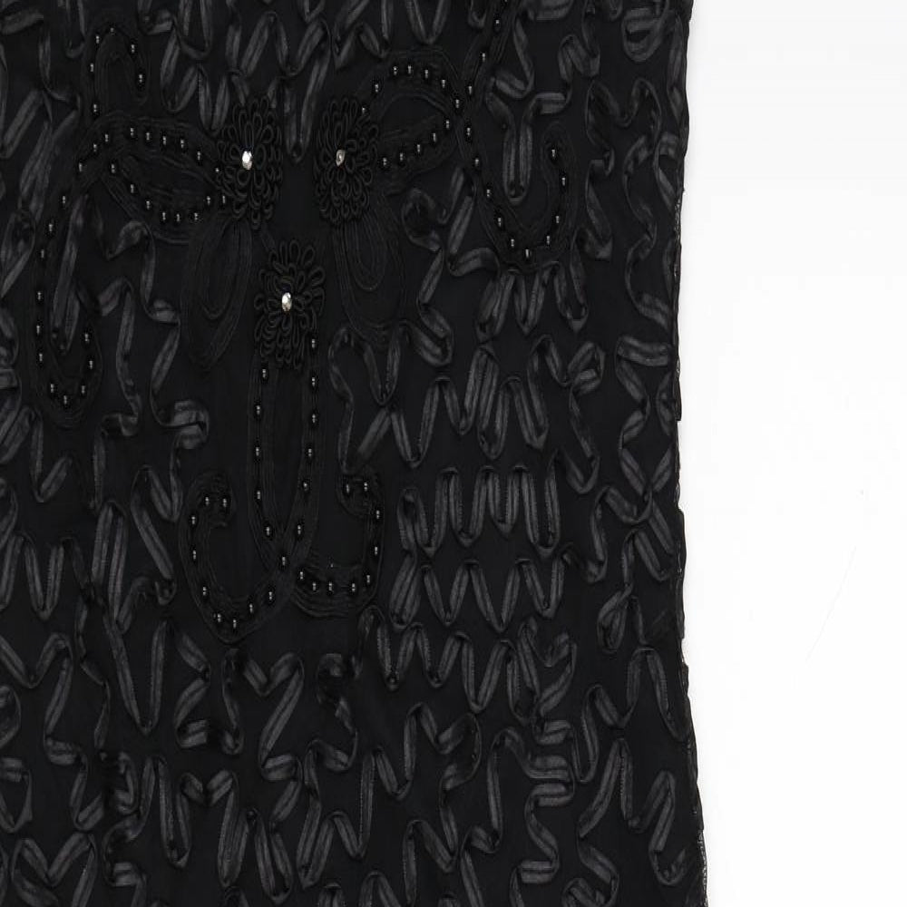 Roman Womens Black Floral Mesh Bodycon  Size S