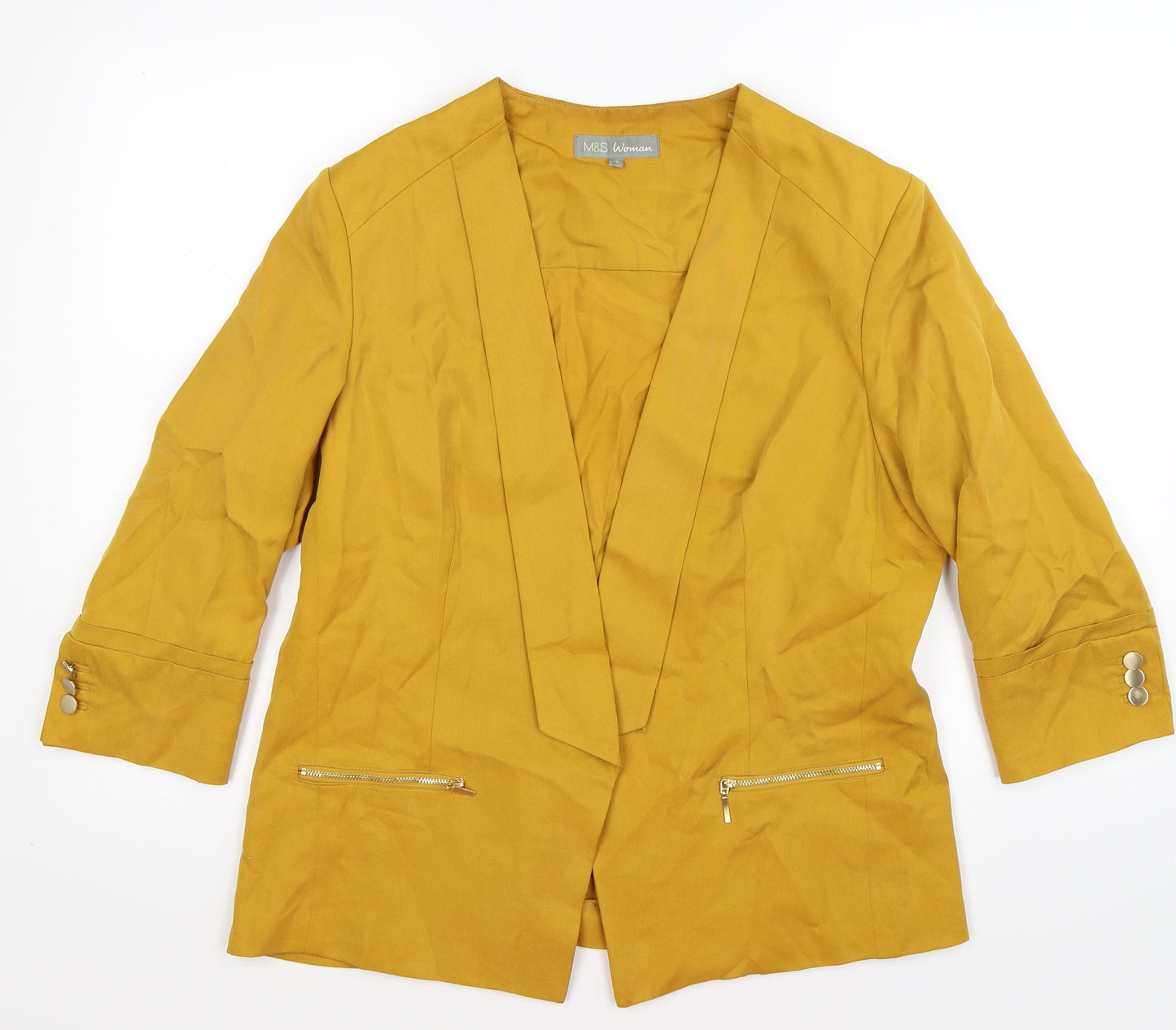 Marks and Spencer Womens Yellow   Jacket Blazer Size 16  - waterfall