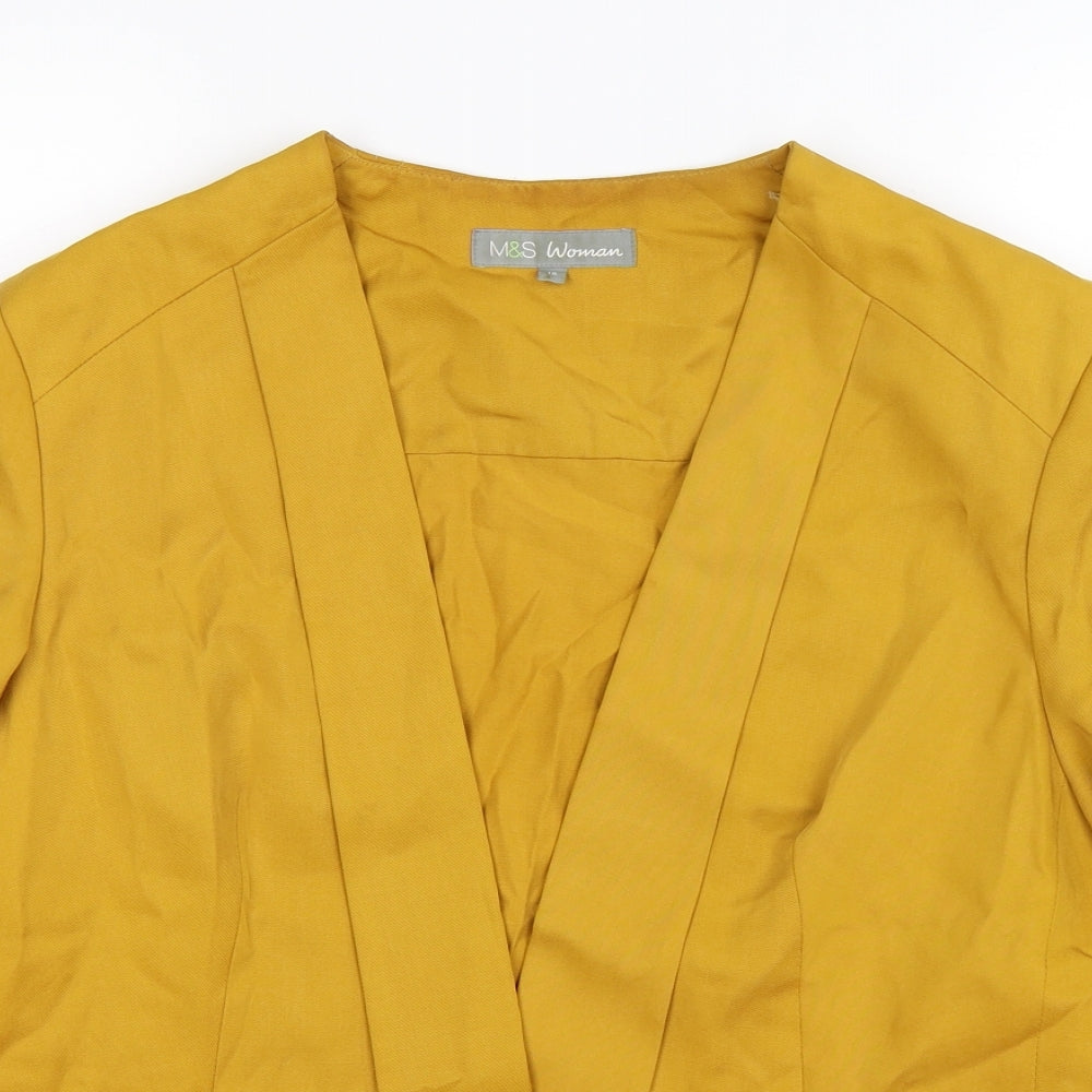 Marks and Spencer Womens Yellow   Jacket Blazer Size 16  - waterfall