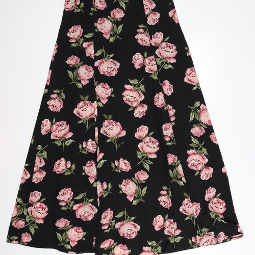 Atmosphere Womens Black Floral Chiffon Flare Skirt Size 12  - front slit