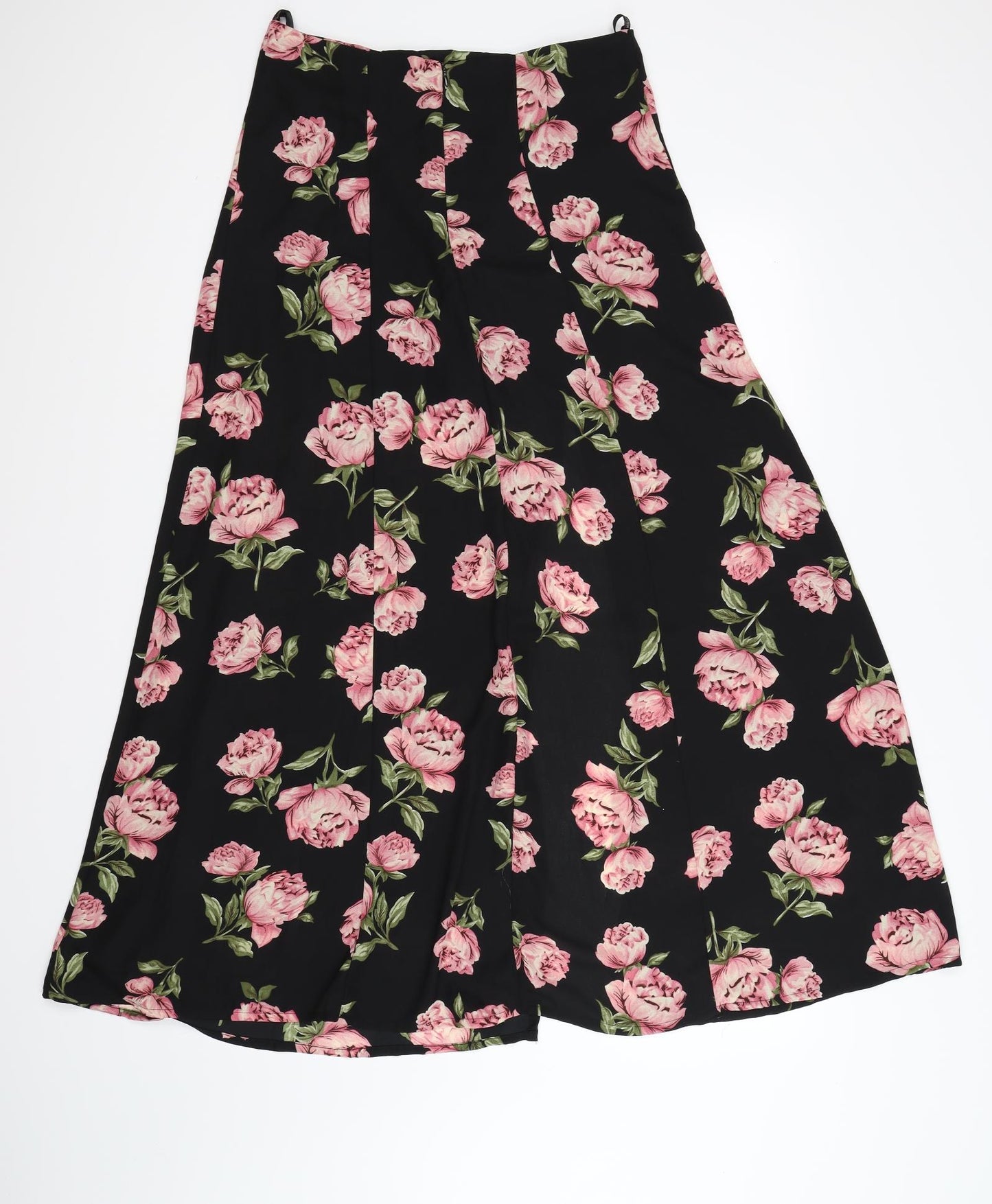 Atmosphere Womens Black Floral Chiffon Flare Skirt Size 12  - front slit