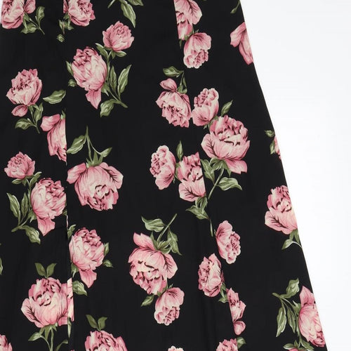 Atmosphere Womens Black Floral Chiffon Flare Skirt Size 12  - front slit