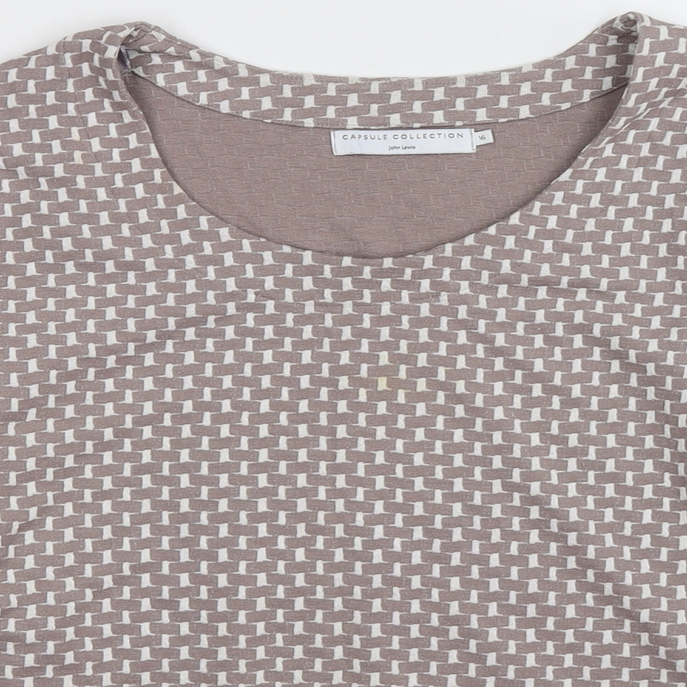 John Lewis Womens Brown Check  Pullover Jumper Size 16