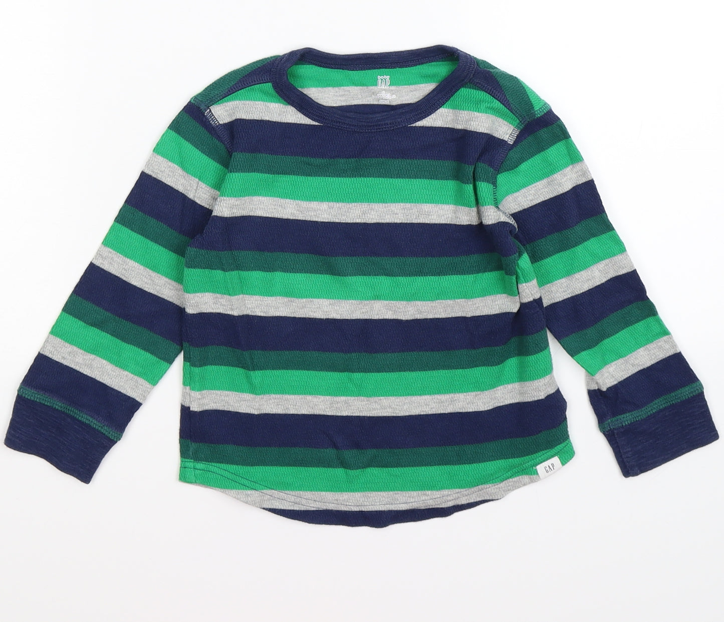 Gap Boys Blue Striped  Basic T-Shirt Size 3 Years  - green
