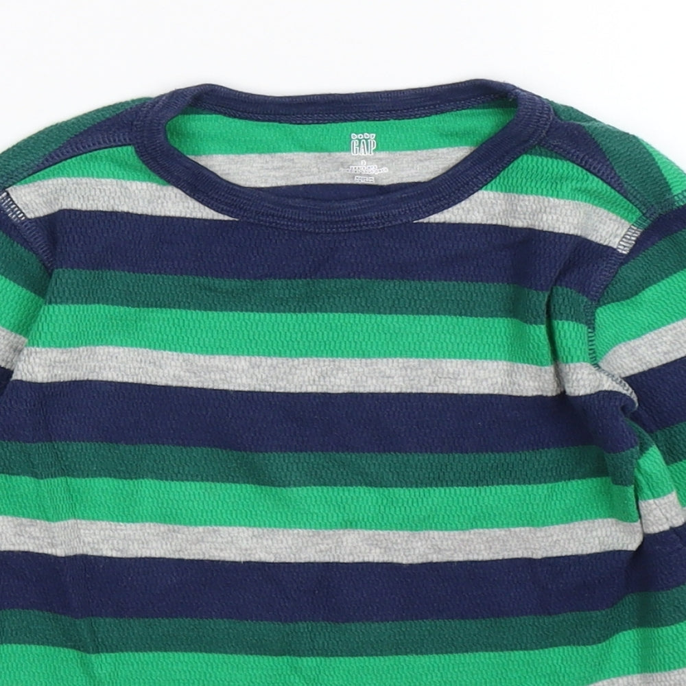 Gap Boys Blue Striped  Basic T-Shirt Size 3 Years  - green