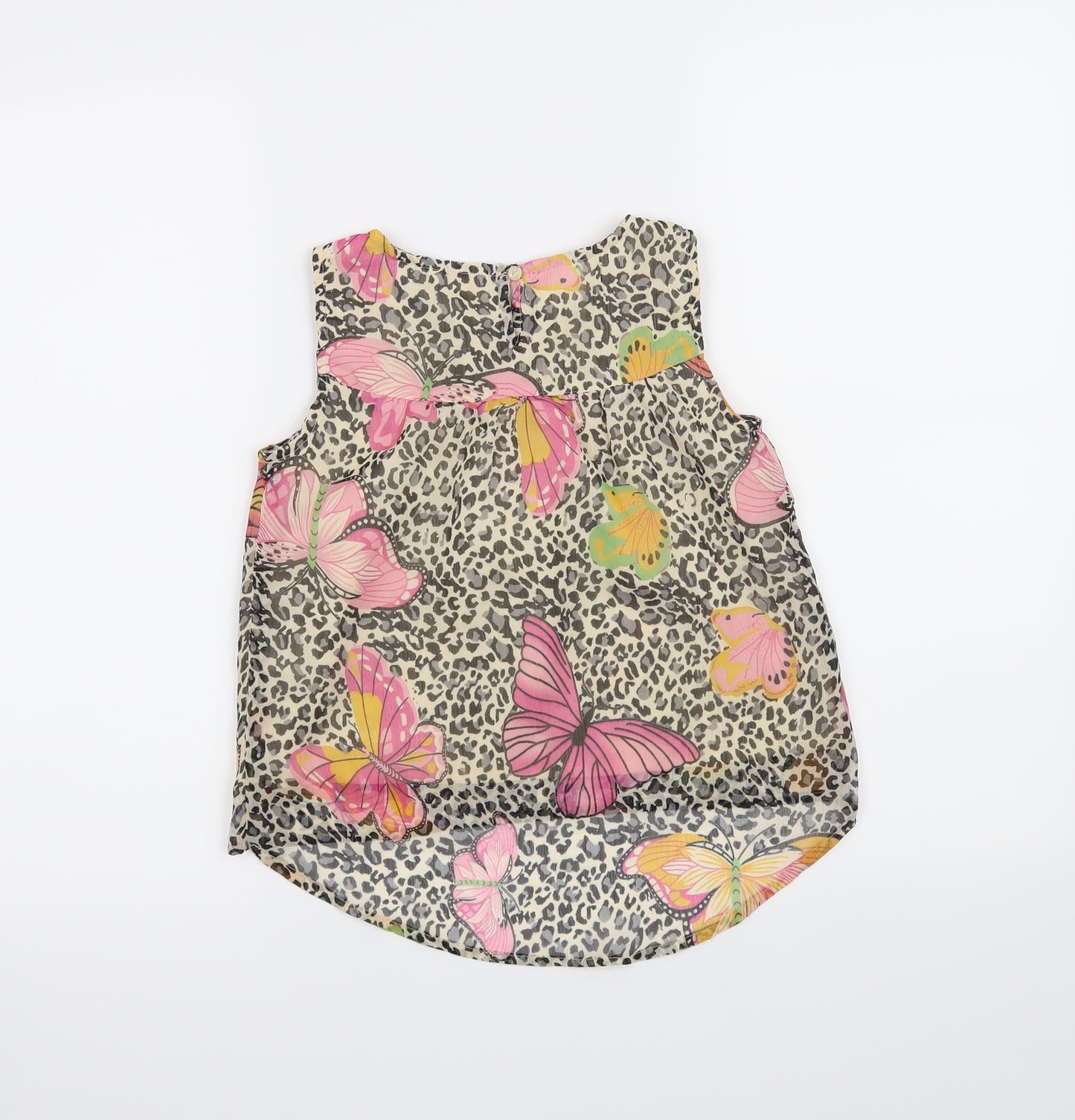 Miss E-vie Girls Beige Animal Print  Basic T-Shirt Size 8-9 Years
