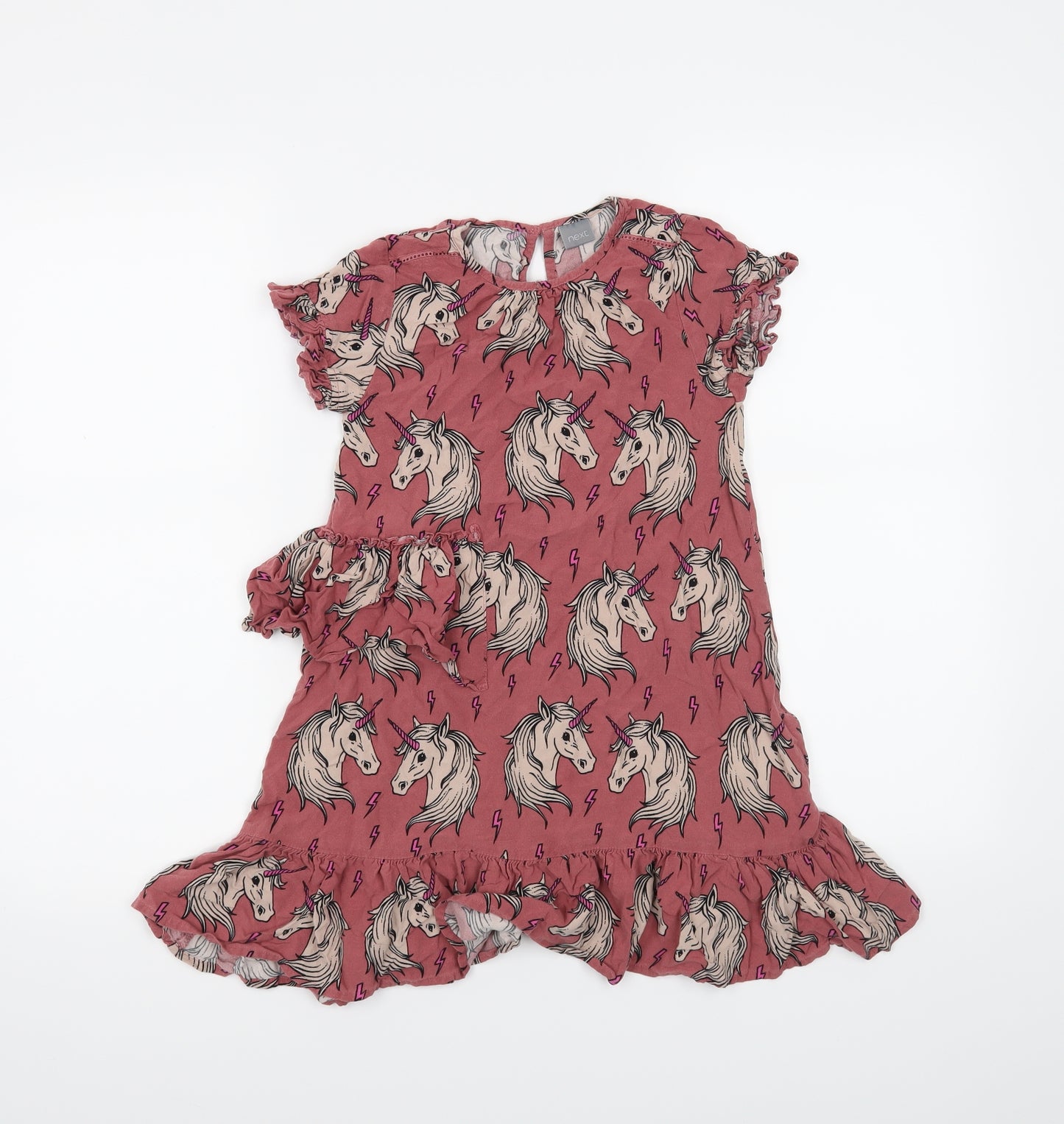 NEXT Girls Pink Animal Print  A-Line  Size 7 Years