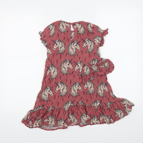 NEXT Girls Pink Animal Print  A-Line  Size 7 Years
