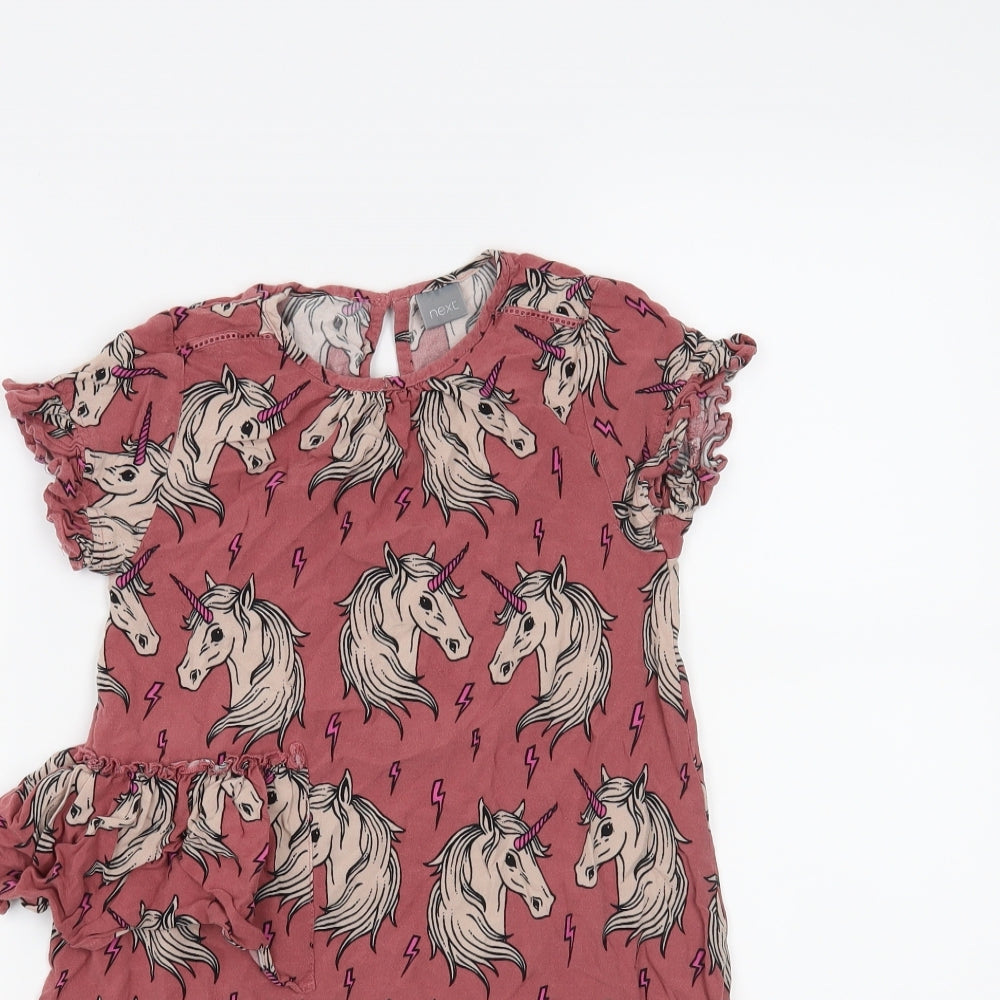 NEXT Girls Pink Animal Print  A-Line  Size 7 Years