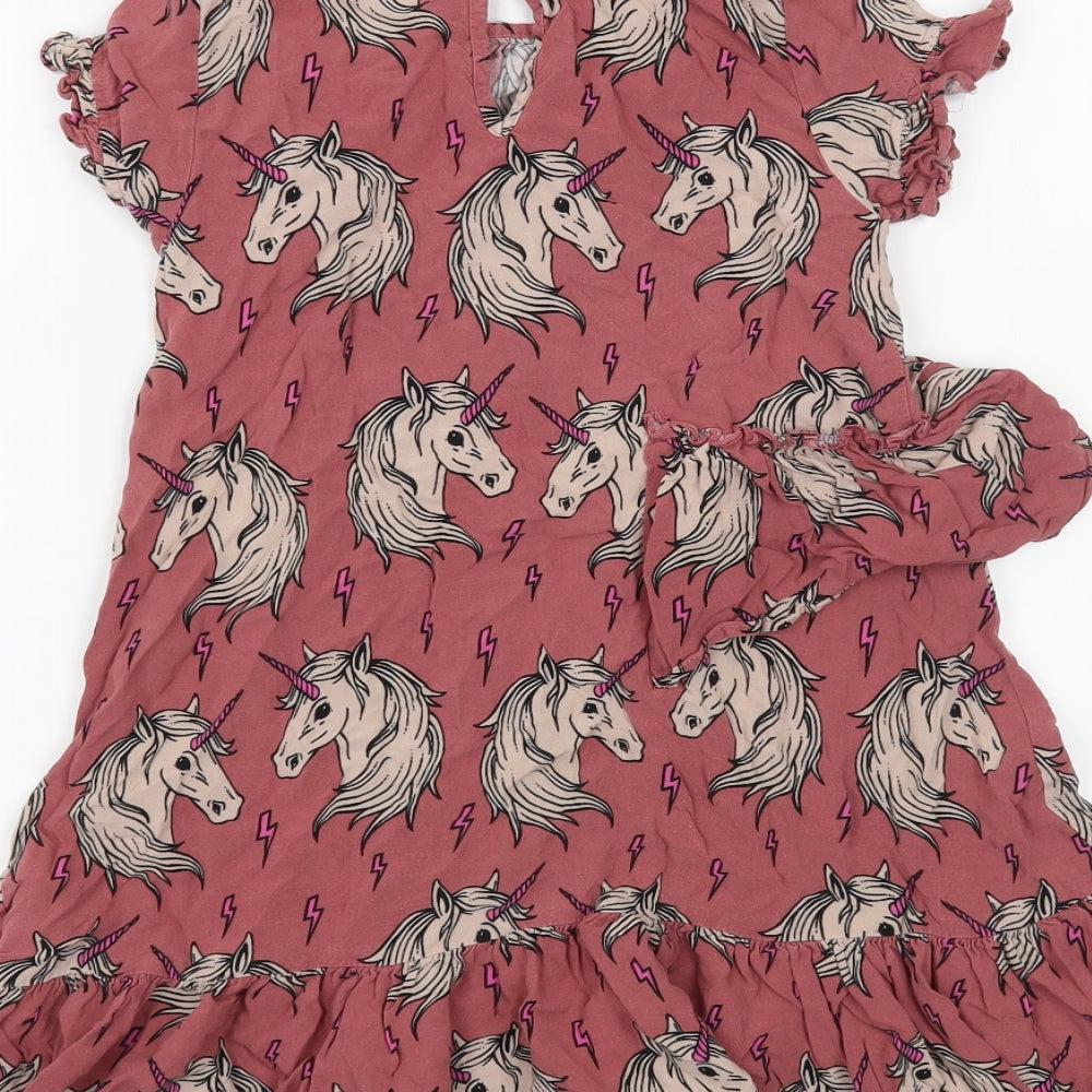 NEXT Girls Pink Animal Print  A-Line  Size 7 Years