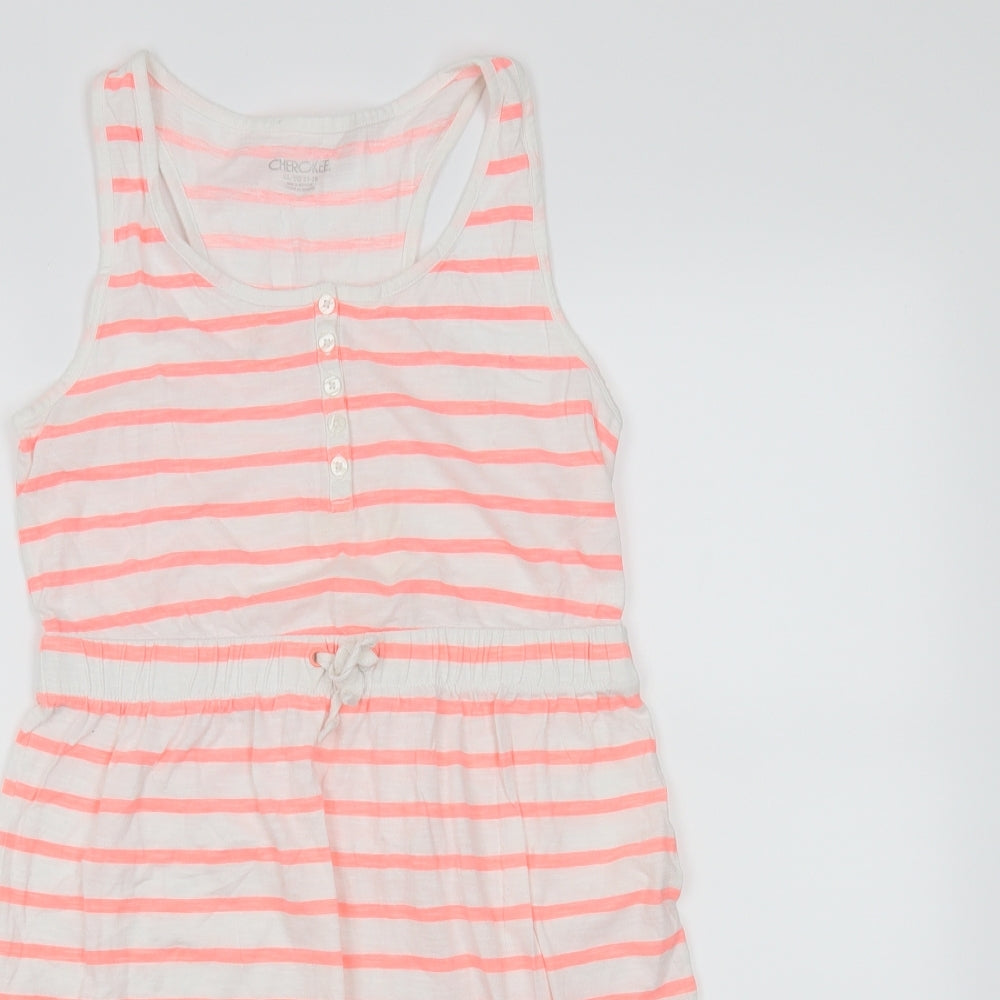 Cherokee Girls Pink Striped  A-Line  Size 14-15 Years