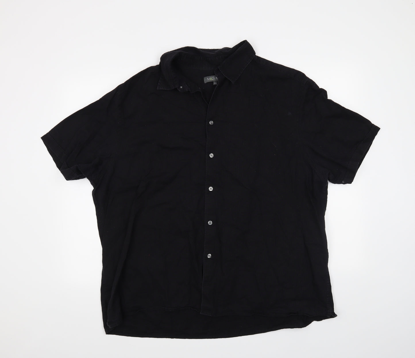 M&S Mens Black Houndstooth   Button-Up Size 2XL