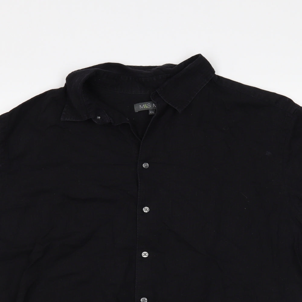 M&S Mens Black Houndstooth   Button-Up Size 2XL
