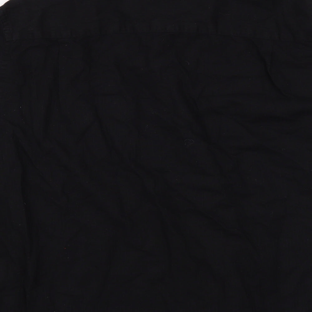 M&S Mens Black Houndstooth   Button-Up Size 2XL