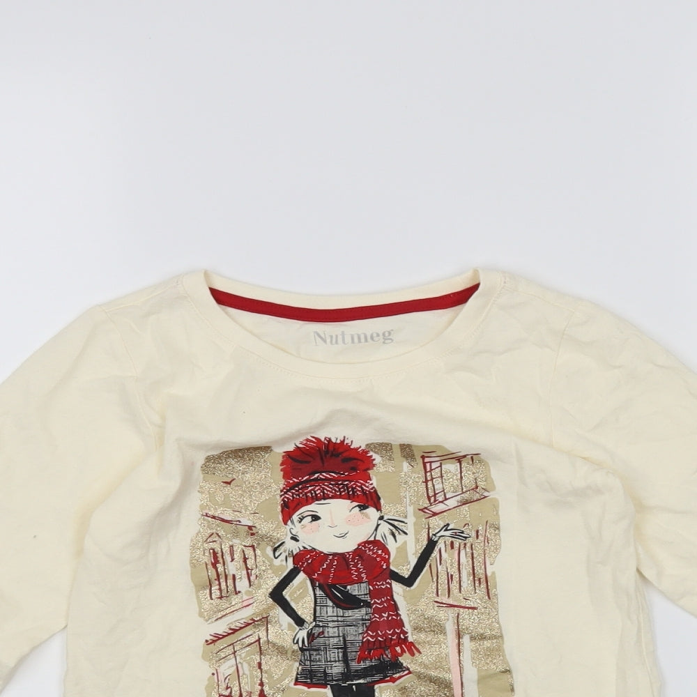 Nutmeg Girls White   Pullover T-Shirt Size 7-8 Years