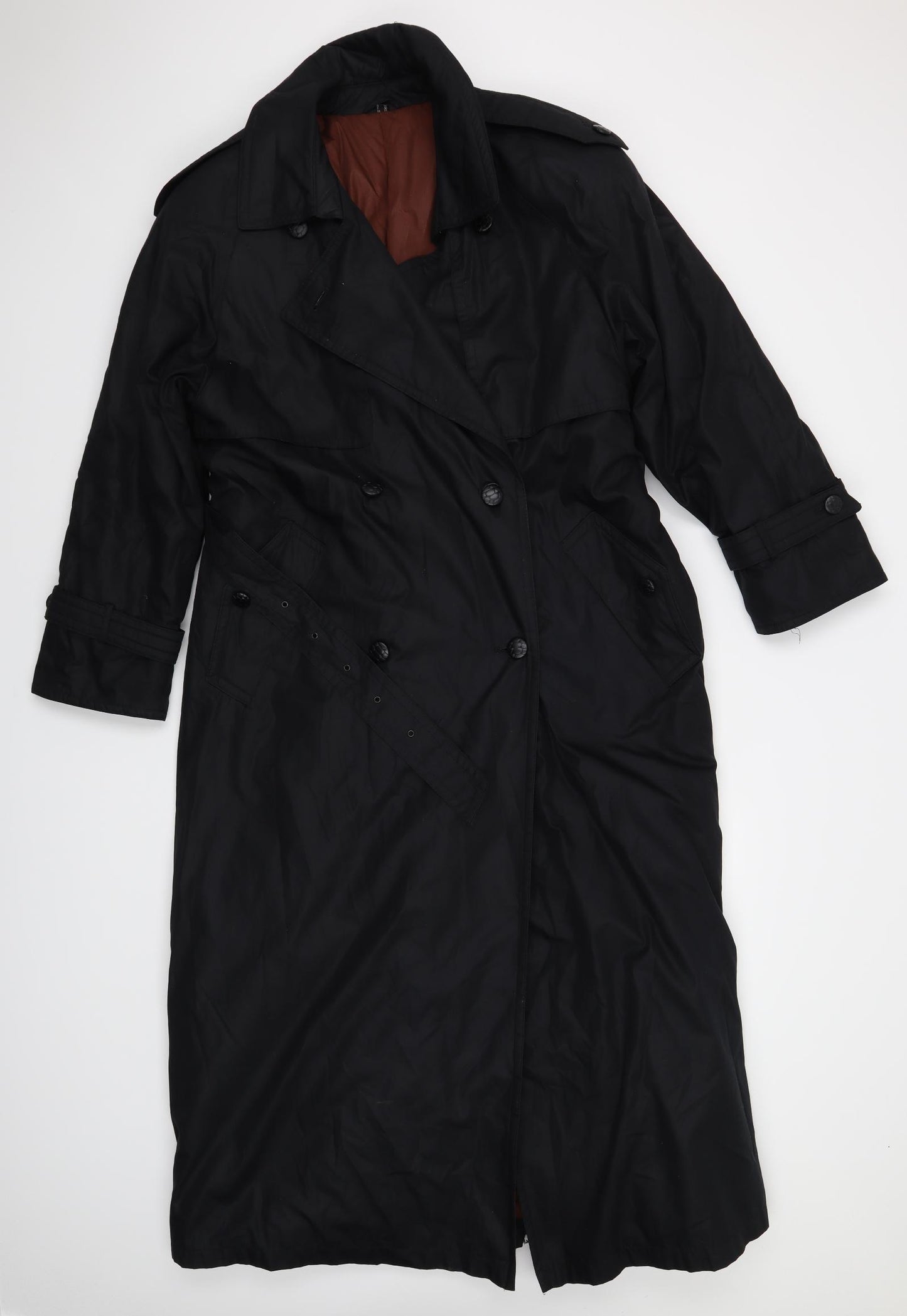 Preworn Womens Black   Trench Coat Coat Size 10
